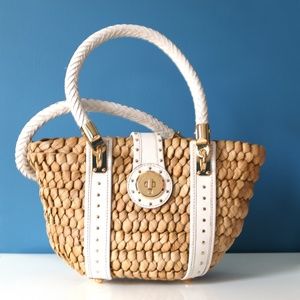 Michael Kors Raffia and Leather Straw Handbag
